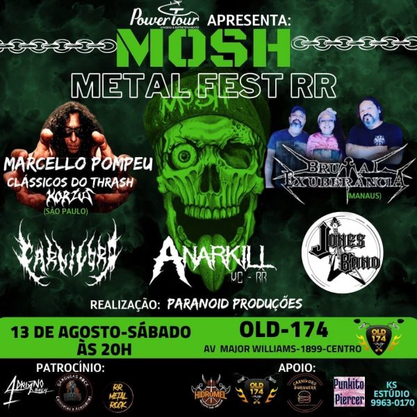 Boa Vista (RR) recebe Mosh Metal Fest com Marcello Pompeu da banda Korzus.