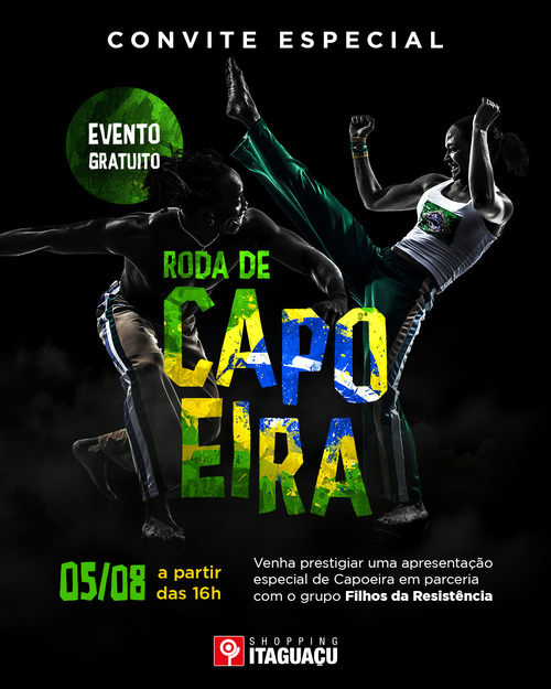 Shopping Itaguaçu promove Roda de Capoeira com grupo Filhos da Resistência